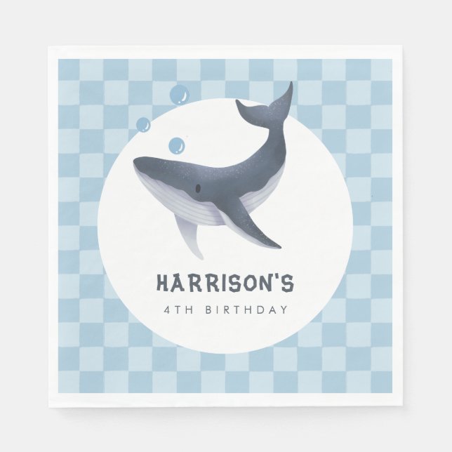 Wal unter dem Meer Ozean Danke Favor Serviette (Vorderseite)