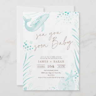 Wal Wasserfarbe Meer Sie bald Baby Shower Einladung
