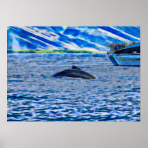 Wal Watching Boat Blue Ocean Poster