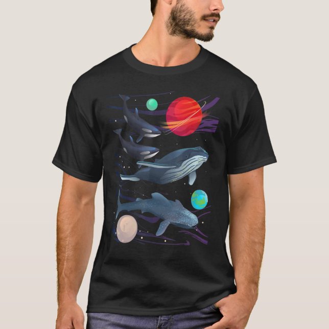 Walarten Galaxy Space Humpback Orca Marine T-Shirt (Vorderseite)