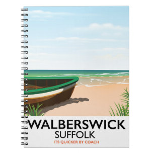 walberswick suffolk vintage travel poster notizblock