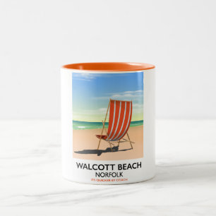 Walcott Beach, Norfolk-Poster Zweifarbige Tasse