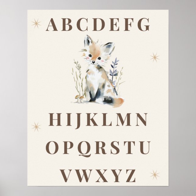 Wald Alphabet Kinderzimmer Druck Poster (Vorne)