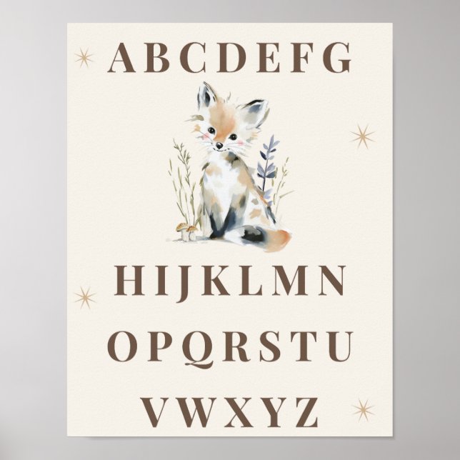Wald Alphabet Kinderzimmer Druck Poster (Vorne)
