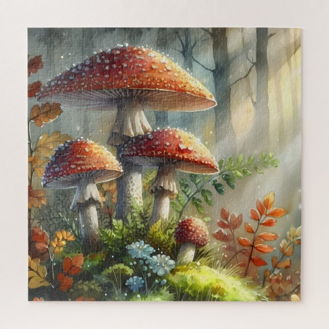 Wald Amanita Pilze Morning Light Foliage Puzzle (Vertikal)