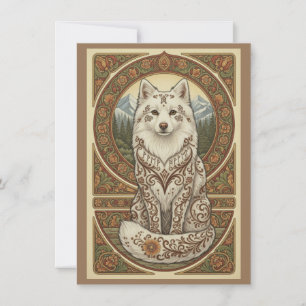 Wald-Arktis-Fuchs Nordische Folklore-Kunst Flache Dankeskarte