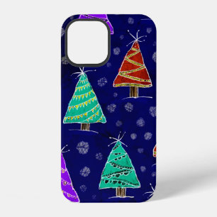 Wald aus Weihnachtsbäumen im Stil von wa gezeichne iPhone 12 Hülle