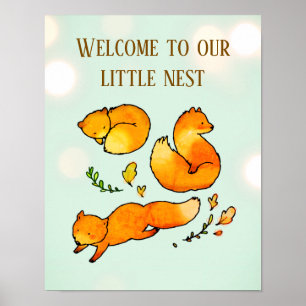 Wald-Baby-Ankunft Neugeborenen-Ankündigung   Poster