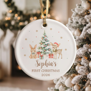 Wald-Baby erstes Weihnachten personalisiertes Foto Keramik Ornament