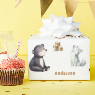 Wald-Baby-Party-Geschenkpapier Weiß Geschenkpapier