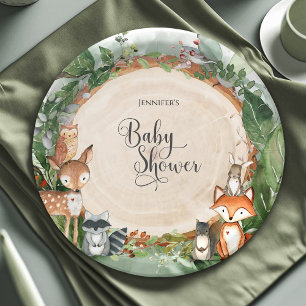 Wald-Baby-Party Klassisch Rund Pappteller