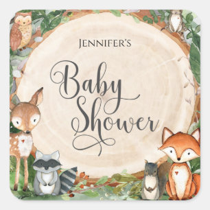 Wald-Baby-Party Klassischer runder Aufkleber