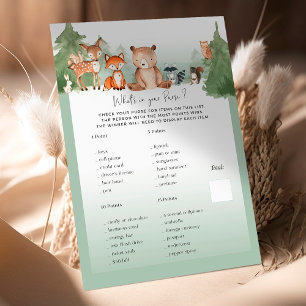 Wald-Baby-Shower-Spiel Was ist in deiner Handtasch