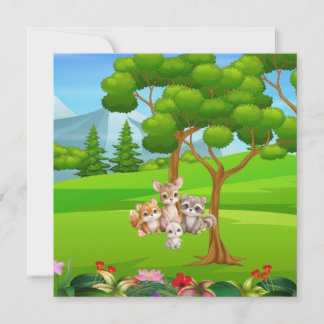 Wald-Baby-Tiere Baby-Bib — Süße Wald Freunde Einladung