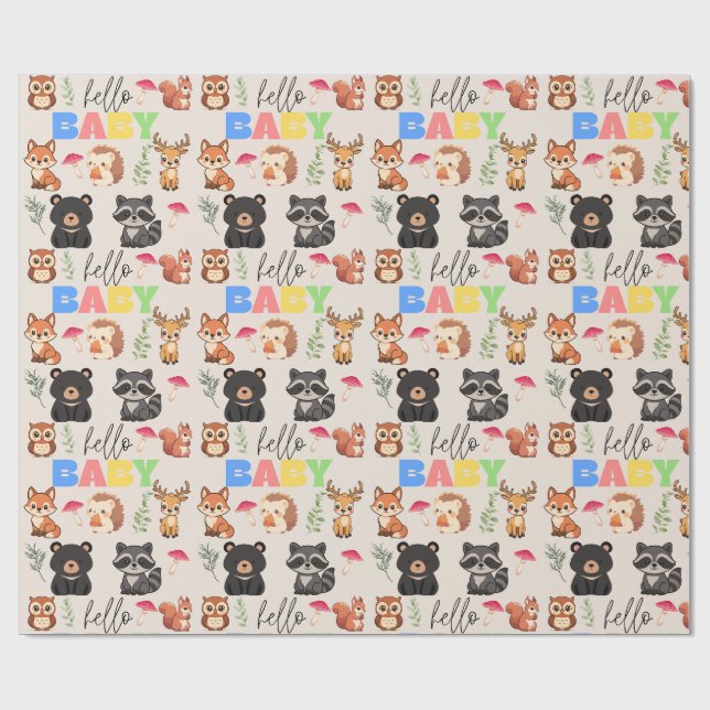Wald-Babyparty Geschenkpapier (Flach)