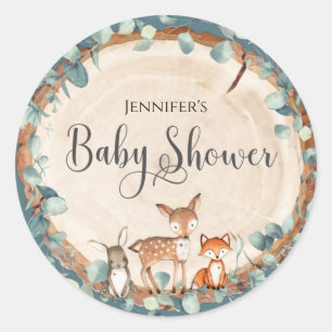 Wald-Babyparty Klassischer Rund Sticker