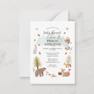 Wald-Babyparty Waldtiere Mitteilungskarte