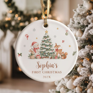 Wald-Babys erstes Weihnachtsfoto Keramik Ornament