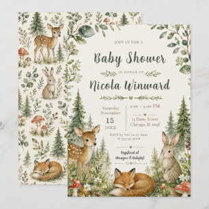 Wald-Babyshower Einladung