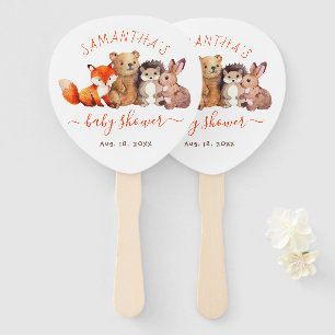 Wald-Babyshower Wasserfarben-Tiere Rote Schrift Fächer