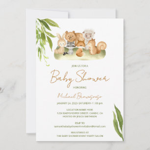 Wald Bär Schaf Hase Fuchs Baby Shower Einladung
