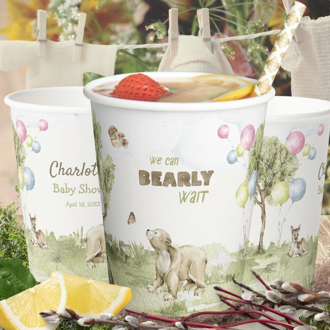 Wald Bärchen Wartet Baby- Shower Pappbecher (Woodland Fore  Bearly Wait Baby Shower Paper Cups ©Susanne Sachers - Sunny Mind 🌞)