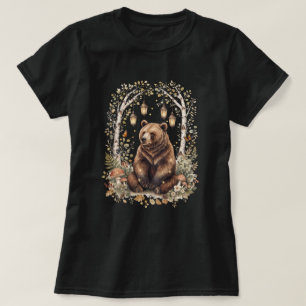Wald-Bären-Laternen-Waldkunst T-Shirt