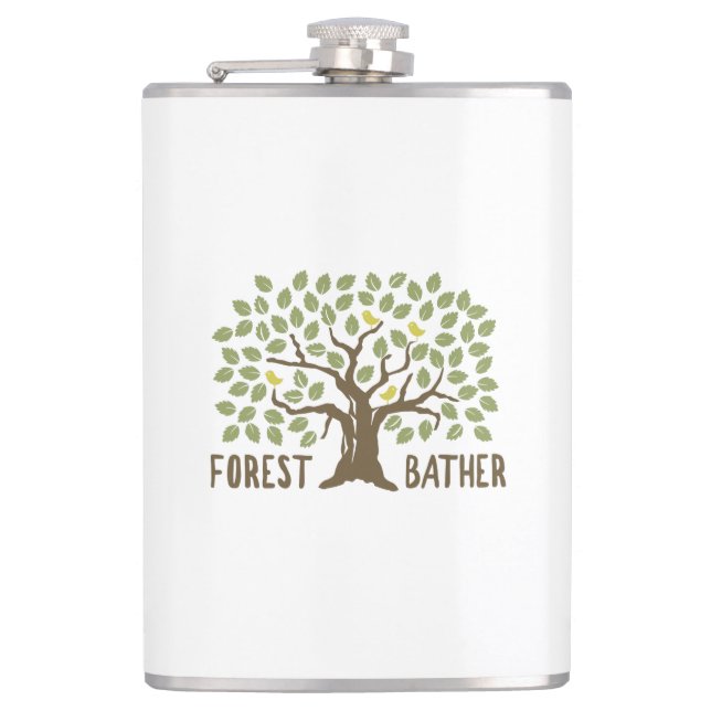 Wald Bather Birds Flachmann (Vorderseite)