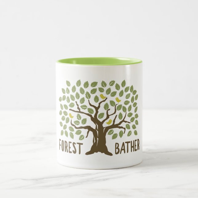 Wald Bather Birds Zweifarbige Tasse (Mittel)