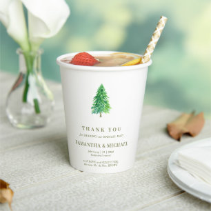 Wald Baum Blume Minimal Trinken Hochzeit Pappbecher