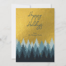 Wald Bäume Goldene Landschaft glücklich Ferien Feiertagskarte