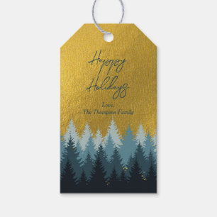 Wald Bäume Goldene Landschaft glücklich Ferien Geschenkanhänger