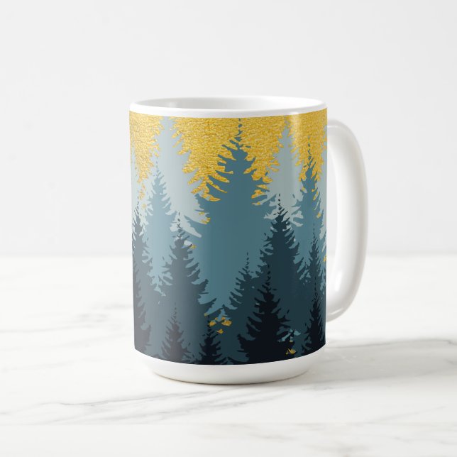 Wald Bäume Goldene Landschaft Kaffeetasse (VorderseiteRechts)