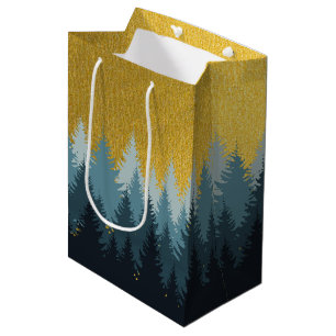 Wald Bäume Goldene Landschaft Mittlere Geschenktüte
