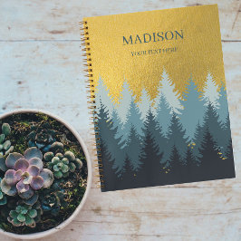 Wald Bäume Goldene Landschaft Notizbuch
