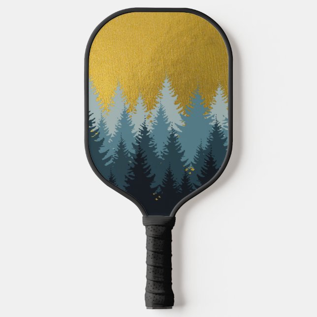 Wald Bäume Goldene Landschaft Pickleball Schläger (Vorderseite)