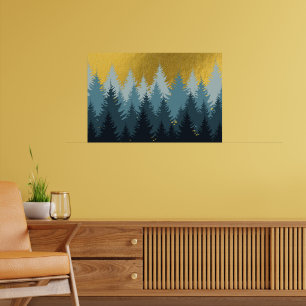 Wald Bäume Goldene Landschaft Poster