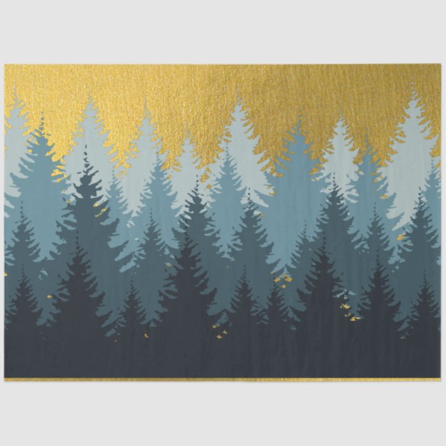 Wald Bäume Goldene Landschaft Seidenpapier (Vorderseite)