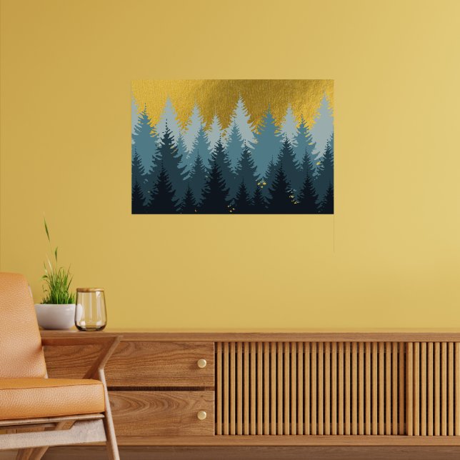 Wald Bäume Goldenes Landschaftsbild  Poster (Wohnzimmer 2)