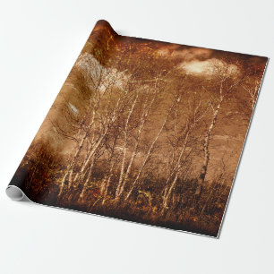 Wald Bäume Vintage Grunge Rustikale Textur Wolken Geschenkpapier