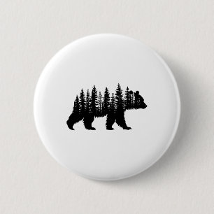Wald Bäume Wildtiere Tier Retro Outdoor Natur Button