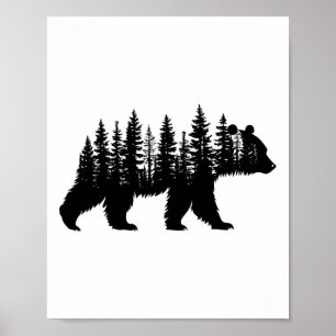 Wald Bäume Wildtiere Tier Retro Outdoor Natur  Poster