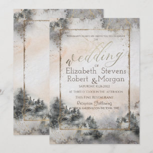 Wald Baumlandschaft Hochzeit Einladung
