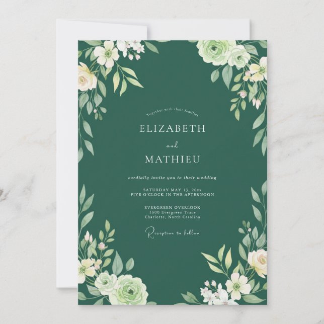 Wald bemalte Wildblumen-Hochzeit Einladung (Vorderseite)