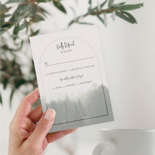 Wald Berg Hochzeit RSVP Karte
