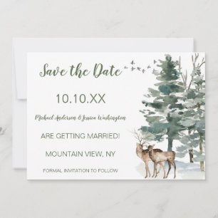 Wald Berg Kiefer Hirsch Termin vormerken Save The Date
