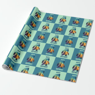 Wald Bigfoot Alles Gute zum Geburtstag Musterdesig Geschenkpapier