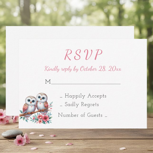 Wald Boho Landhaus Eule Hochzeit RSVP Karte (Von Creator hochgeladen)