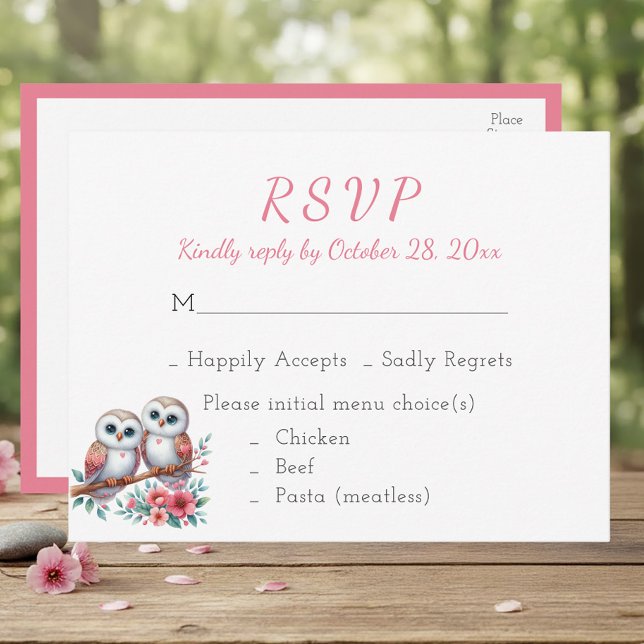 Wald Boho Rustikale Landhochzeit-Eule RSVP Postkarte (Von Creator hochgeladen)