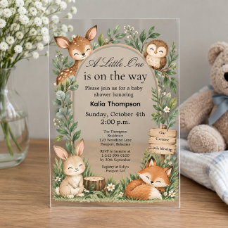 Wald Boho Tiere Baby Shower Frostiges Acryl Acryleinladungen